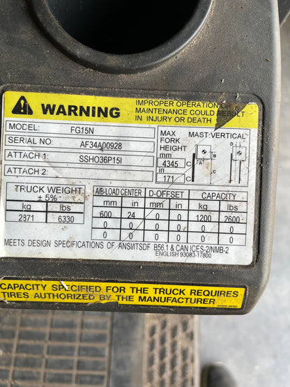 2015 Mitsubishi 3000Lb Forklift