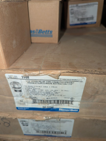 2020 Thomas and Betts 2558 Lot of 50 — Liquid Tight Strain Relief Cord Connector